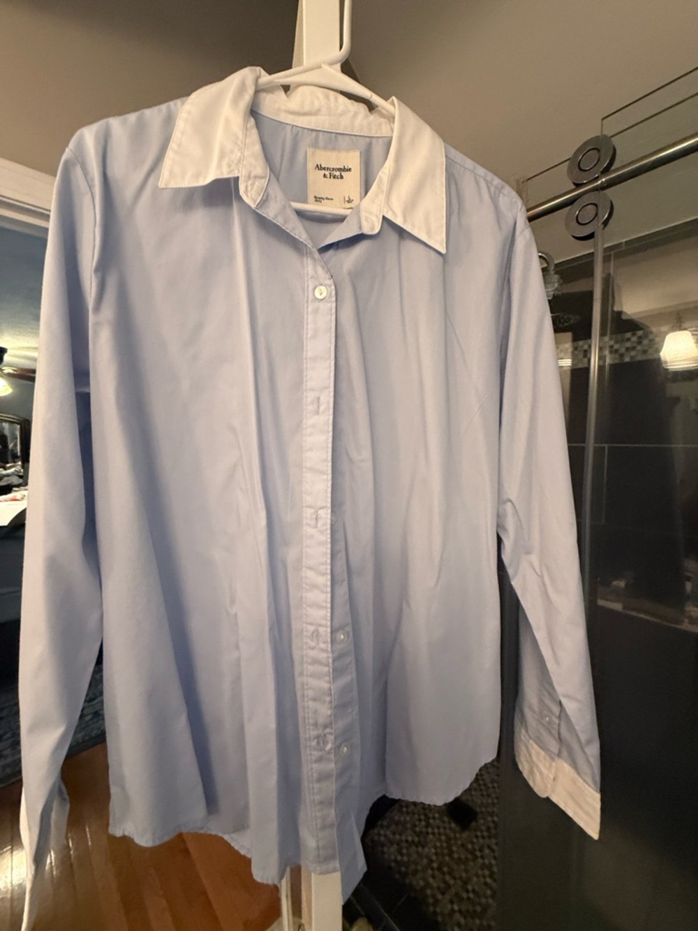 Abercrombie & Fitch Light Blue Button-Down Shirt with White Collar